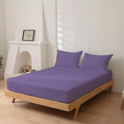 Dreamers Den - Hoeslaken - 100% Katoen Percaline - Katoen - Lila - 200x220cm - 28cm Hoekhoogte