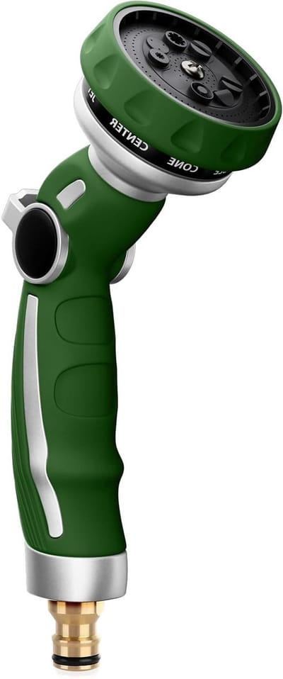 Metalen Tuinsproeier - Hogedruk Sproeikop - Auto Wassen - 9 Waterpatronen - 22 cm - Groen