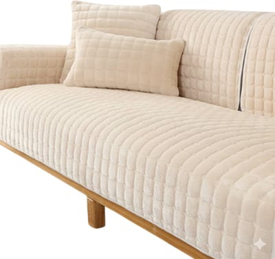 Home & Marker - Bankhoes en Kussenhoes - Bankbeschermer - Bank Hoes - Bankkleed - Kussenbeschermer - Fleece - Creme - 70x180 cm - SOFTERRA