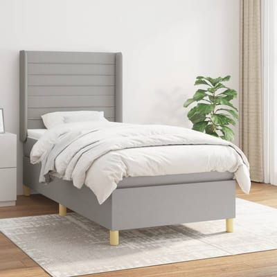 vidaXL - Boxspring - met - matras - stof - lichtgrijs - 90x190 - cm
