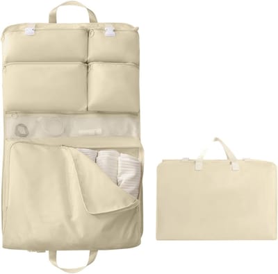 8-in-1 Reisorganizers voor Koffers, Opbergzakken met Handvat, Ruimtebesparende Opbergoplossingen voor Bagage met 8 Vakken (Beige)