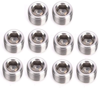 Allecto - 1/8 inch BSPP hex plug - 304 RVS male thread fittingen - 10 stuks - duurzame kwaliteit - waterdichte aansluiting - geschikt voor verschil...