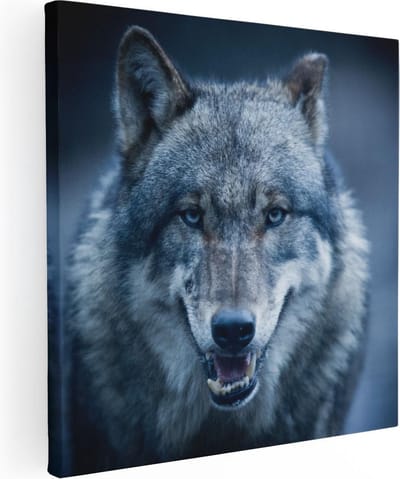 Artaza Canvas Schilderij Wolf - 80x80 cm - Wanddecoratie Dieren - Muurdecoratie Dierenkop - Schilderijen Op Canvas