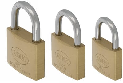 Amig Hangsloten / koffersloten set - 3x stuks - maat 30/40/50 mm - messing - incl 2 sleutels per slot