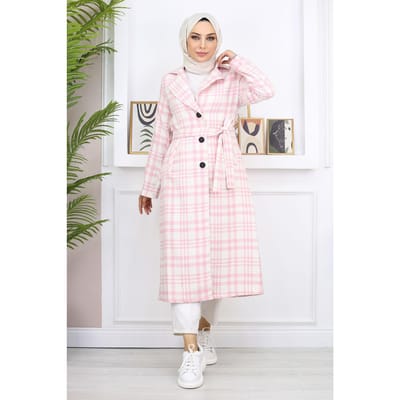 Geruit Chanel Kasjmier Jas Roze
