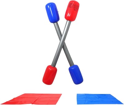 Opblaasbare Gladiator Set - Vechtstokken Mat - Outdoor Spel - Robuuste PVC Structuur - 143cm Stok 50cm Mat