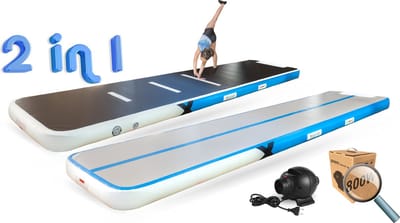 YouAre AirTrack Pro 4.0 | 4 meter — 15cm dik | incl. 800 Watt STERKE miniblower | Turnmat | Gymnastiek | Waterproof | 4m Gym fitness mat opblaasbaar met elektrische lucht-pomp | Turnmatten | Speelmat | Yogamat | Opblaasbaar | Draagtas opberghoes