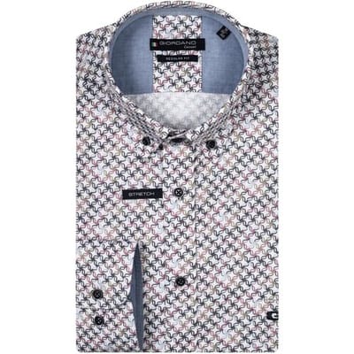 Giordano Overhemd Ivy Button-Down Chains Pattern Cerise / male
