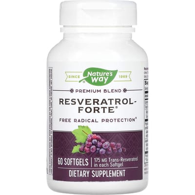 Nature's Way, Mélange Premium Resvératrol Forte, 175 mg, 60 Gélules Molles