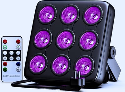 9 x 10W RGBW Par LED Podiumverlichting - Vierkant Met Geluidsactivering - DMX 8CH & Afstandsbediening - Ideaal Voor Disco - Club - Bruiloft & Podiumverlichting [Energieklasse E]