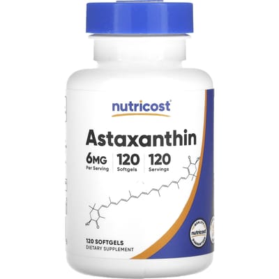 Nutricost, astaxanthine, 6 mg, 120 gélules molles