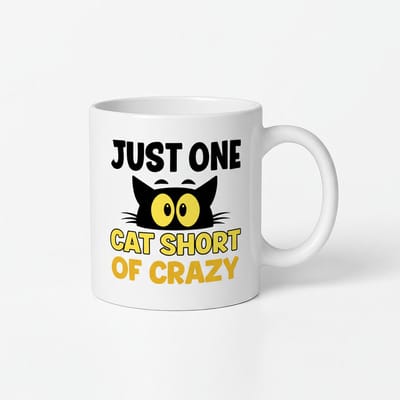 Just One Cat Short of Crazy" Kattenmok - Koffiemok voor Kattenliefhebbers