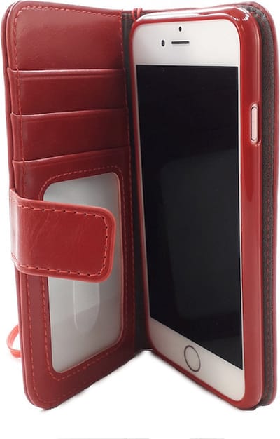 HEM Rood Wallet Hoesje Geschikt Voor iPhone 14 Plus – Luxe Bookcase Met Pasjesflip En Rits Voor Kleingeld – Telefoonhoesje