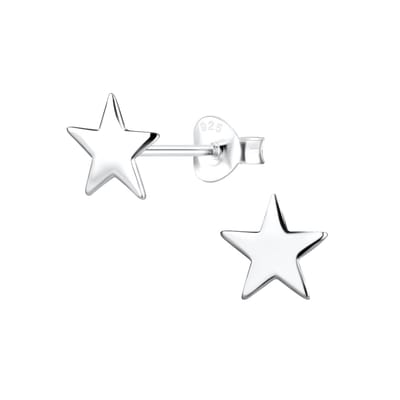 Joy|S - Zilveren ster oorbellen - 8 mm - basic egaal