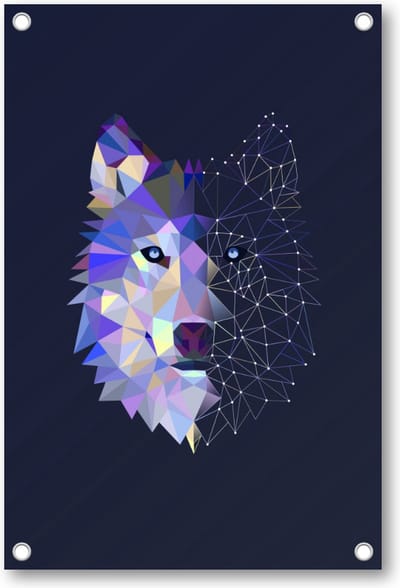 Abstracte Wolf - Tuinposter 60x90 - Wanddecoratie - Minimalist - Dieren