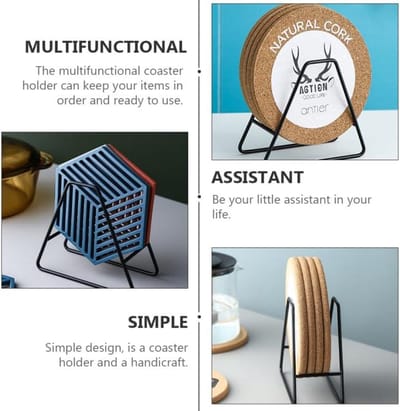 Dailygoods- Onderzetterhouder Stijlvol - Onderzetters voor Glazen - Onderzetters voor Pannen - Onderzetters met Houder - Onderzetters Kurk - Ruimtebesparend 2 Stuks