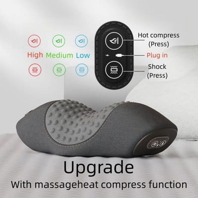 Multifunctioneel Nek- en SchouderMassagekussen met Warmtefunctie Draagbaar Rugknedend Diepweefsel Ontspanning Massagetool black
