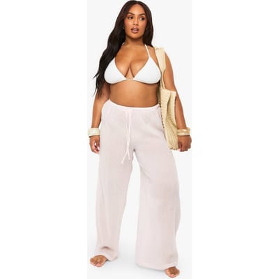 boohoo Dames Plus Kaasdoek Strandbroeken | Pink | Maat: 28