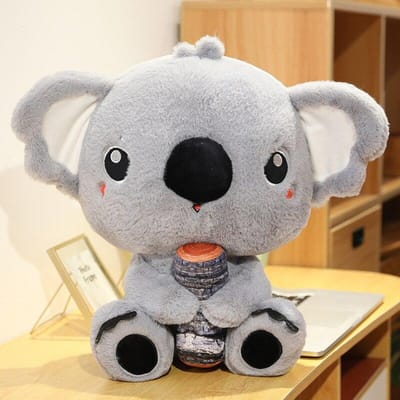 Grote Simulatie Australië Koala met Hout Pluche Speelgoed Zacht Kussen Opgezadeld Dier Koala Beer Pop Baby Kinderen Meisje Verjaardagscadeau 45cm