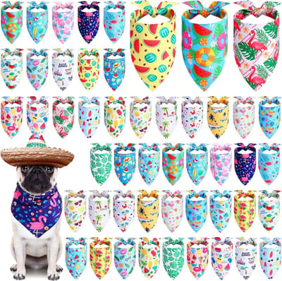 Hondenbandana's Zomer - Hondensjaals Dieren - Feestelijke Aankleding - Ademend Polyester - 50 Stuks - Tropische Prints