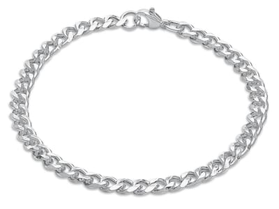 Curb Bracelet Heren Armband Zilver Kleurig - 5mm / 20cm - Staal - Stalen Armbanden Man - Papa Cadeau Voor Mannen - Vaderdag