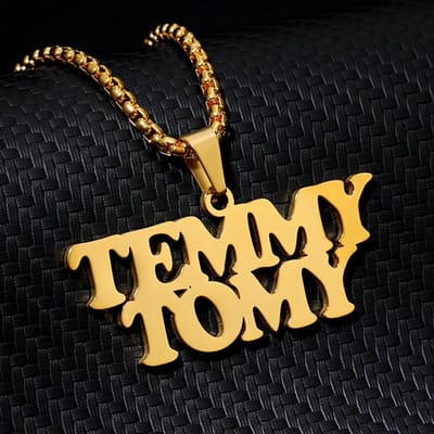 Gepersonaliseerde Ketting met Naam Mannen Punk Stijl Doosketting Roestvrij Staal Gepersonaliseerde Ketting Arewa Hanger Handtekening Gepersonaliseerde Sieraden Cadeau Y15016YY-50cm(No Box)&2 name black