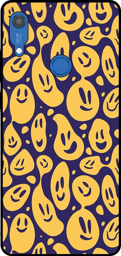 Smartphonica Telefoonhoesje Geschikt voor Huawei Y6S met smiley opdruk - TPU backcover case emoji design - Paars Geel geschikt voor Huawei Y6S