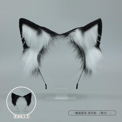 Nieuwe Grijze Wolf Vos Hoofddeksel Pluizige Kattenoren Kattenstaart Props Jakhals Oren Hoofdband Handgemaakt Anime Cosplay Lolita Kc Lol Accessoires
