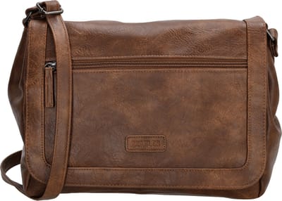 Beagles Murcia Crossbody Schoudertas - Vegan Leer - Handige Ritsvakken - Leuke Overslag - Bruin