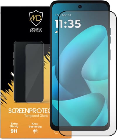 MobyDefend Screenprotector - Geschikt voor Motorola Moto G57 Power - Screensaver Met Zwarte Randen - Gehard Glas