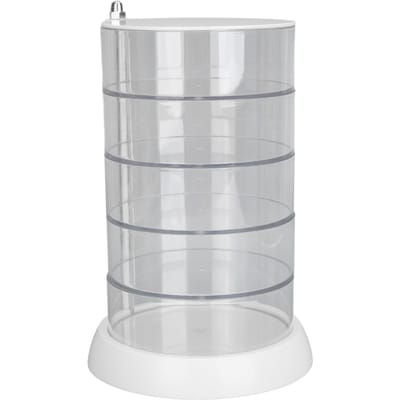 Organisateur rotatif à 5 niveaux pour accessoires pour cheveux avec couvercle anti-poussière, récipient de salle de bain rotatif white