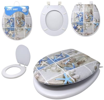Concorde Toiletbril - strand design - 41 x 35,5 cm - soft seat - wc bril - toiletzitting - universeel - badkameraccessoire