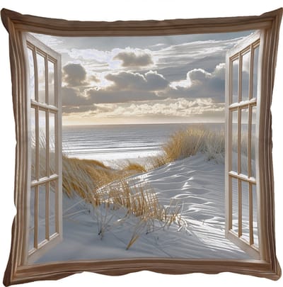 Sierkussens - Kussentjes Woonkamer - 50x50 cm - Doorkijk - Strand - Duinen - Zee - Natuur