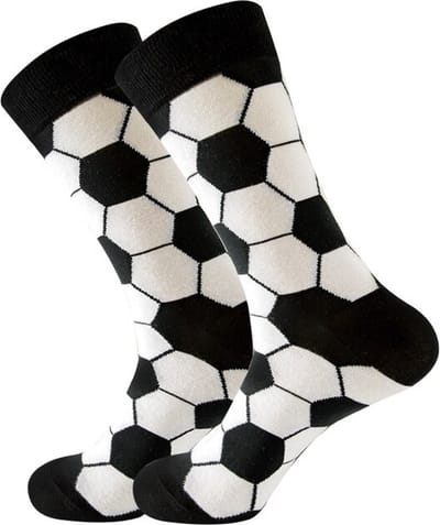 Sokken met Voetballen - Grappige voetbalsokken met Zwart/Wit ballen - Maat 41-46 - Sport - Cadeau voor voetballiefhebber