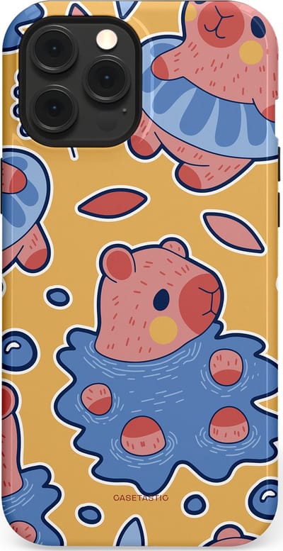 Casetastic Hoesje Geschikt voor Apple iPhone 12 Pro Max Magsafe - Stijlvolle Beschermende Duo-layer Case - Capibara plons