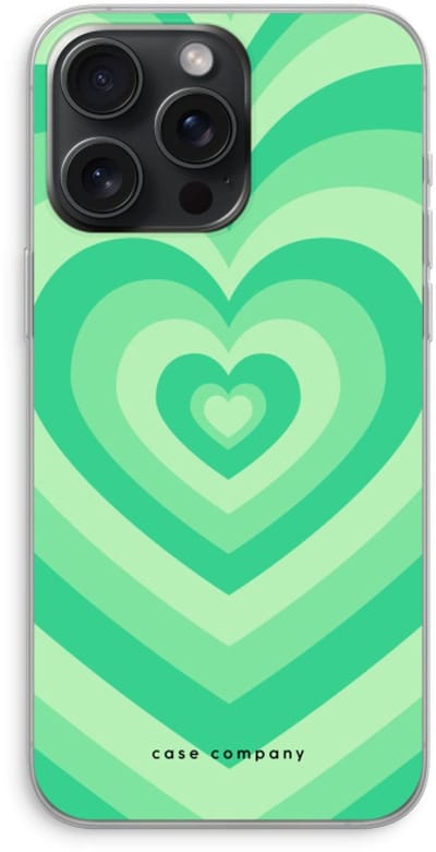 Case Company® - Hoesje geschikt voor iPhone 15 Pro Max hoesje - Hart Groen - Soft Cover Telefoonhoesje - Bescherming aan alle Kanten en Schermrand