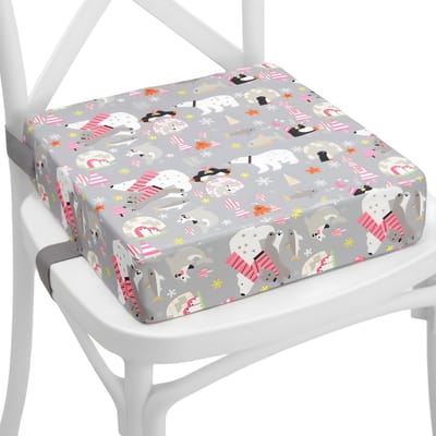 SPHProducts - Kinderstoel verhoger - Stoelverhoger voor kinderen - Comfortabel kussen - Grijs - Ondersteuning aan tafel - Afneembare hoes