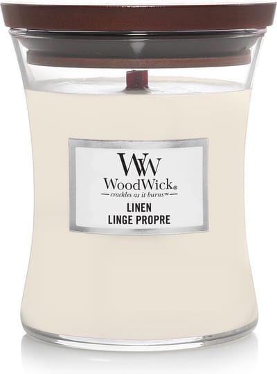 WoodWick Hourglass Medium Geurkaars - Linen - 60 branduren