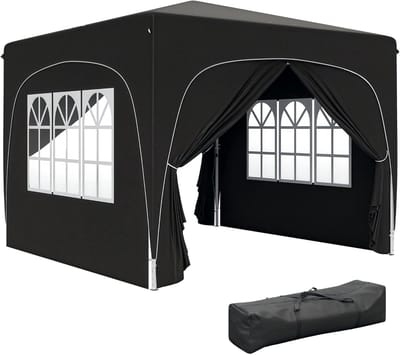 Pop-up Gazebo - Feesttent Paviljoen - Buitenfeest Organiseren - UV Beschermend - 3 x 3 Meter - Zwart
