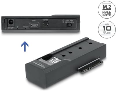 Delock USB Type-C™ Converter for 1 x M.2 SSD or 1 x SATA SSD / HDD