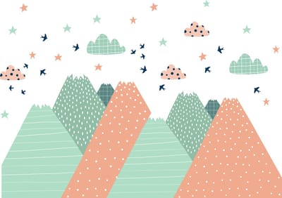 Kinderstickers met Scandinavische bergen van Rodika, 100 x 150 cm