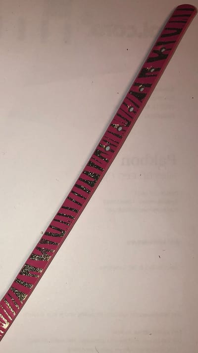kattenhalsband roze goud tijger print / kattenbandje met kleurig bel 29 cm lang met belletje  / kan worden ingekort - kattenbandje roze tijgerprint