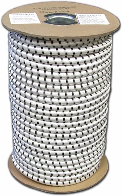 Elastisch Koord - Bungee Koord Schokkoord - Bevestigen Spullen - Rekbaar Tot 100% - 3/16 Inch 300 Voet - Wit Zwart