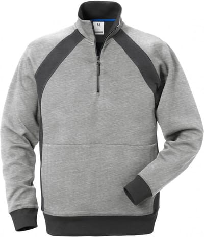 Fristads Sweatshirt Met Korte Rits 1755 Df - Grijs/donkergrijs - XL