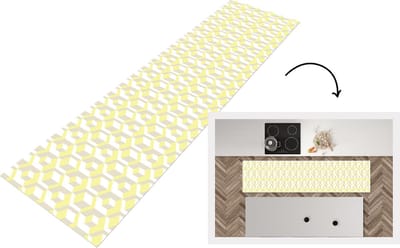 Keukenloper - Loper keuken - Blokken - Patronen - 3D - Geel - 200x50 cm - Keukenloper vinyl