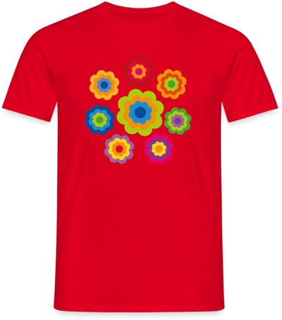 Flower Power 70er Jaren Hippie Bloemen Kostuum T-Shirt Heren