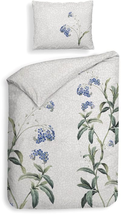 Heckettlane Dekbedovertrek Lacie - Dekbed met instopstrook - Grijs - Dekbedovertrek van 100% Katoen-Satijn - Bloemen - 140x200-220 cm + 1 sloop 60/70 cm - Zakynthos