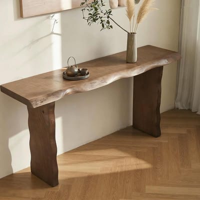 Houten Haltafel - Bijzettafel Entree - Decoratief Gebruik - Rustieke Landelijke Stijl - 80x40x75cm - Naturel