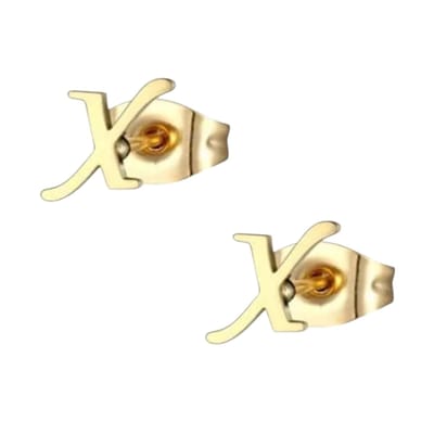 Aramat Jewels | Oorbellen | RVS Letter X Oorbellen Goudkleurig – Initiaal | | | |10mm | Staal | Kinderen, Volwassenen | Verkleurd niet