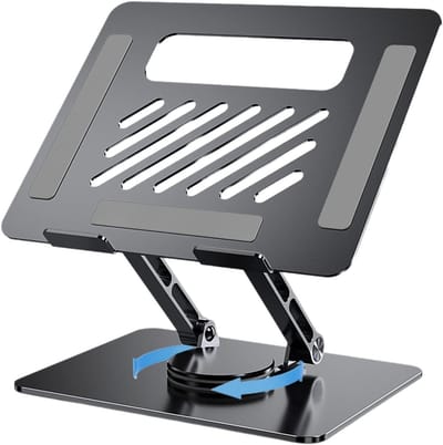 KZQ Laptopstandaard - 360° draaibaar - in hoogte verstelbaar - opvouwbaar - gemaakt van aluminiumlegering - tabletstandaard - geschikt voor laptops, tablets en telefoons